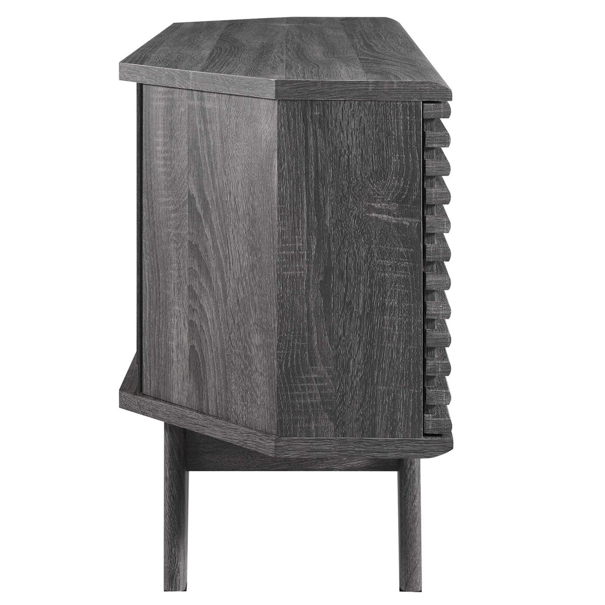 Mid Century Modern Corner TV Stand with Sliding Doors and Shelves 46 Inch - TV Stands available at Alpine Outlets in Denver