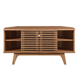 Mid Century Modern Corner TV Stand with Sliding Doors and Shelves 46 Inch - TV Stands available at Alpine Outlets in Denver
