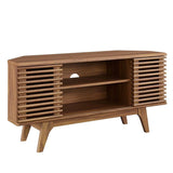 Mid Century Modern Corner TV Stand with Sliding Doors and Shelves 46 Inch - TV Stands available at Alpine Outlets in Denver