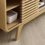 Mid Century Modern Corner TV Stand with Sliding Doors and Shelves 46 Inch - TV Stands available at Alpine Outlets in Denver