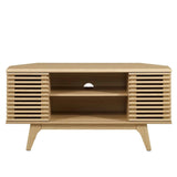 Mid Century Modern Corner TV Stand with Sliding Doors and Shelves 46 Inch - TV Stands available at Alpine Outlets in Denver