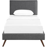 Mid - Century Modern Fabric Platform Bed with Round Splayed Legs - Platform Bed available at Alpine Outlets in Denver