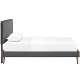 Mid - Century Modern Fabric Platform Bed with Round Splayed Legs - Platform Bed available at Alpine Outlets in Denver