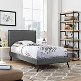Mid - Century Modern Fabric Platform Bed with Round Splayed Legs - Platform Bed available at Alpine Outlets in Denver