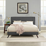Mid - Century Modern Fabric Platform Bed with Round Splayed Legs - Platform Bed available at Alpine Outlets in Denver