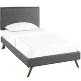 Mid - Century Modern Fabric Platform Bed with Round Splayed Legs - Platform Bed available at Alpine Outlets in Denver
