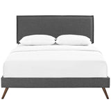 Mid - Century Modern Fabric Platform Bed with Round Splayed Legs - Platform Bed available at Alpine Outlets in Denver