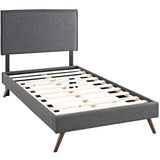 Mid - Century Modern Fabric Platform Bed with Round Splayed Legs - Platform Bed available at Alpine Outlets in Denver