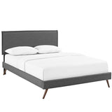 Mid - Century Modern Fabric Platform Bed with Round Splayed Legs - Platform Bed available at Alpine Outlets in Denver