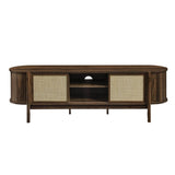 Mid Century Modern Oval TV Stand with Sliding Doors and Storage 61 Inch - TV Stands available at Alpine Outlets in Denver