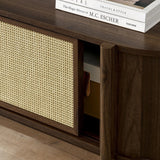 Mid Century Modern Oval TV Stand with Sliding Doors and Storage 61 Inch - TV Stands available at Alpine Outlets in Denver