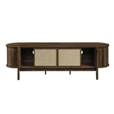 Mid Century Modern Oval TV Stand with Sliding Doors and Storage 61 Inch - TV Stands available at Alpine Outlets in Denver
