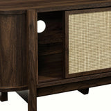 Mid Century Modern Oval TV Stand with Sliding Doors and Storage 61 Inch - TV Stands available at Alpine Outlets in Denver