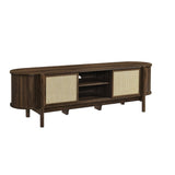 Mid Century Modern Oval TV Stand with Sliding Doors and Storage 61 Inch - TV Stands available at Alpine Outlets in Denver