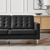 Mid - Century Modern Tufted Vegan Leather Sofa - Living Room Furniture available at Alpine Outlets in Denver