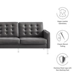 Mid - Century Modern Tufted Vegan Leather Sofa - Living Room Furniture available at Alpine Outlets in Denver