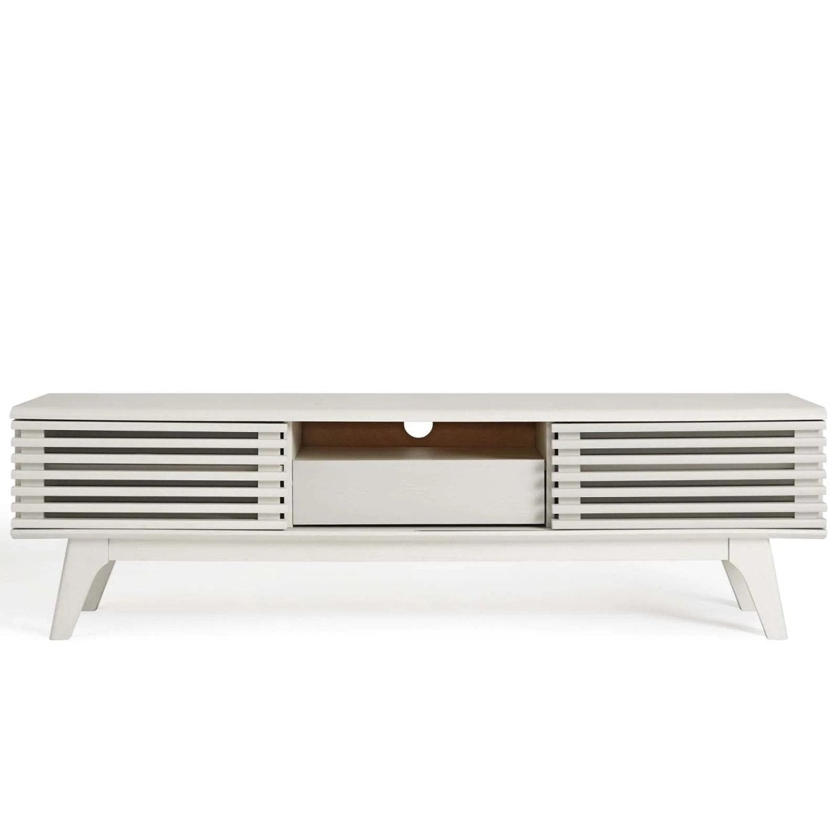 Mid Century Modern TV Stand with Dual Sliding Doors and Drawer 59 Inch - TV Stands available at Alpine Outlets in Denver
