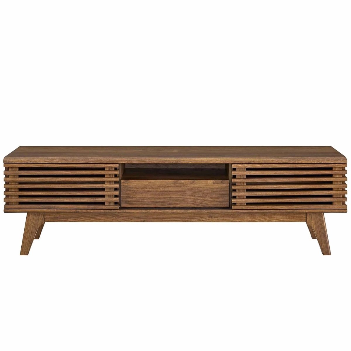 Mid Century Modern TV Stand with Dual Sliding Doors and Drawer 59 Inch - TV Stands available at Alpine Outlets in Denver