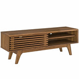 Mid Century Modern TV Stand with Slatted Sliding Door and Storage 48 Inch - TV Stands available at Alpine Outlets in Denver