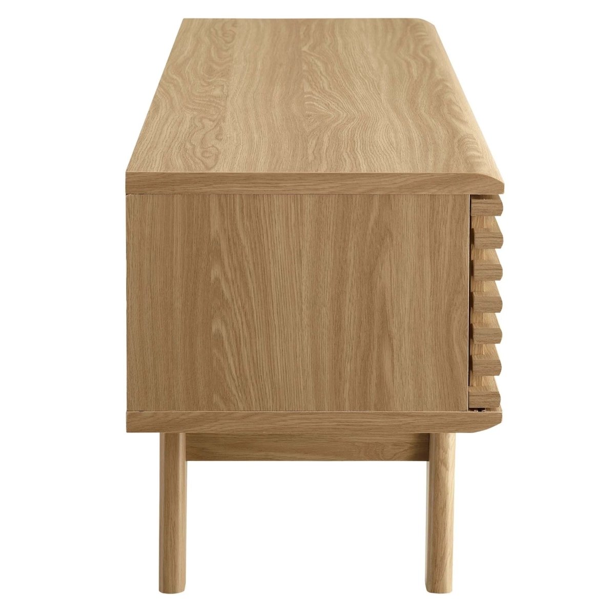 Mid Century Modern TV Stand with Slatted Sliding Door and Storage 48 Inch - TV Stands available at Alpine Outlets in Denver