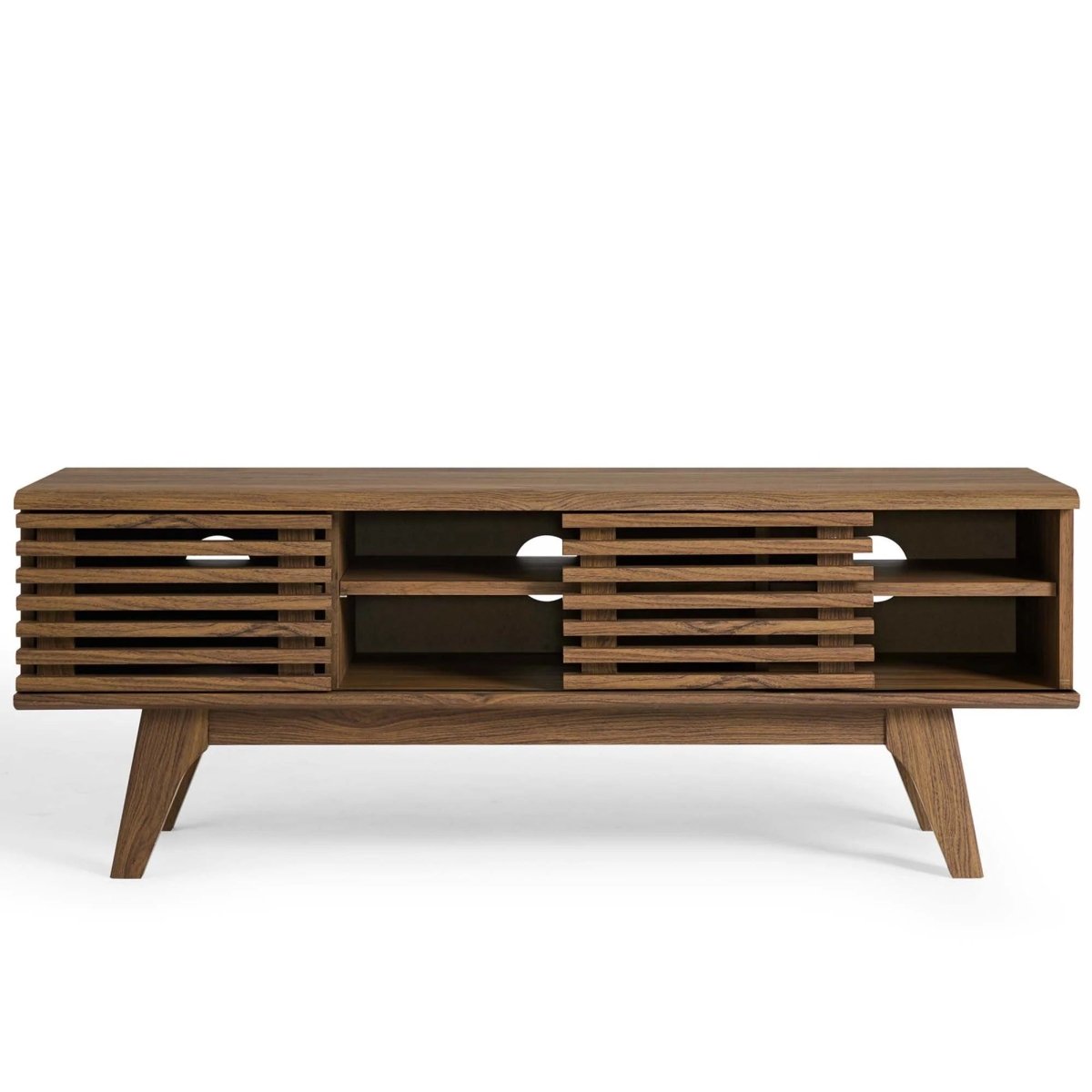 Mid Century Modern TV Stand with Sliding Doors and Adjustable Shelves 46 Inch - TV Stands available at Alpine Outlets in Denver