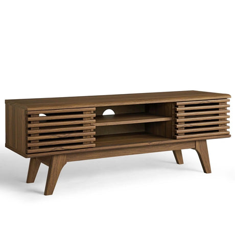 Mid Century Modern TV Stand with Sliding Doors and Adjustable Shelves 46 Inch - TV Stands available at Alpine Outlets in Denver