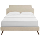 Mid - Century Modern Upholstered Fabric Queen Platform Bed in Beige - Platform Bed available at Alpine Outlets in Denver