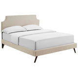 Mid - Century Modern Upholstered Fabric Queen Platform Bed in Beige - Platform Bed available at Alpine Outlets in Denver
