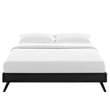 Mid - Century Modern Upholstered Vinyl Bed Frame with Round Splayed Legs - Platform Bed available at Alpine Outlets in Denver
