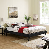 Mid - Century Modern Upholstered Vinyl Bed Frame with Round Splayed Legs - Platform Bed available at Alpine Outlets in Denver