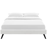 Mid - Century Modern Upholstered Vinyl Bed Frame with Round Splayed Legs - Platform Bed available at Alpine Outlets in Denver
