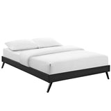 Mid - Century Modern Upholstered Vinyl Bed Frame with Round Splayed Legs - Platform Bed available at Alpine Outlets in Denver