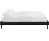 Mid - Century Modern Upholstered Vinyl Bed Frame with Round Splayed Legs - Platform Bed available at Alpine Outlets in Denver