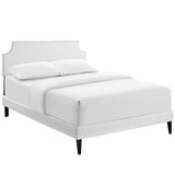 Mid - Century Modern Upholstered Vinyl Platform Bed in Wite - Platform Bed available at Alpine Outlets in Denver