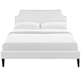 Mid - Century Modern Upholstered Vinyl Platform Bed in Wite - Platform Bed available at Alpine Outlets in Denver