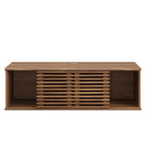 Mid Century Modern Wall Mount TV Stand with Sliding Doors and Storage 46 Inch - TV Stands available at Alpine Outlets in Denver