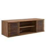 Mid Century Modern Wall Mount TV Stand with Sliding Doors and Storage 46 Inch - TV Stands available at Alpine Outlets in Denver