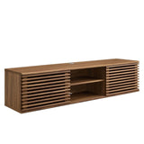 Mid Century Modern Wall Mount TV Stand with Sliding Doors and Storage 60 Inch - TV Stands available at Alpine Outlets in Denver