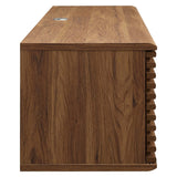Mid Century Modern Wall Mount TV Stand with Sliding Doors and Storage 60 Inch - TV Stands available at Alpine Outlets in Denver