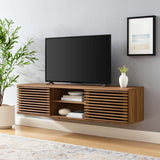 Mid Century Modern Wall Mount TV Stand with Sliding Doors and Storage 60 Inch - TV Stands available at Alpine Outlets in Denver