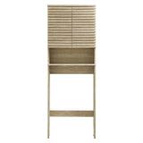 65" Faux Travertine Mid-Century Over-the-Toilet Bathroom Storage Cabinet - Bathroom - Alpine Outlets