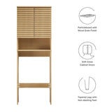 65" Oak Mid-Century Over-the-Toilet Bathroom Storage Cabinet - Bathroom - Alpine Outlets