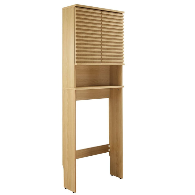 65" Oak Mid-Century Over-the-Toilet Bathroom Storage Cabinet - Bathroom - Alpine Outlets