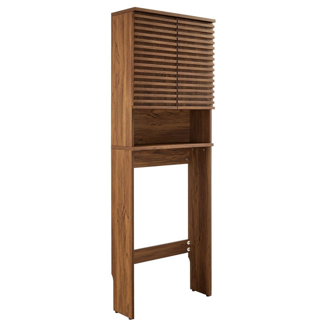 65" Walnut Mid-Century Over-the-Toilet Bathroom Storage Cabinet - Bathroom - Alpine Outlets