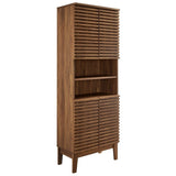 63" Walnut Mid-Century Tall Bathroom Storage Cabinet - Bathroom - Alpine Outlets