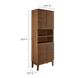 63" Walnut Mid-Century Tall Bathroom Storage Cabinet - Bathroom - Alpine Outlets