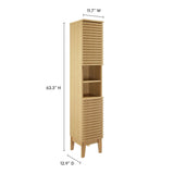 63" Oak Mid-Century Tall Narrow Bathroom Storage Cabinet - Bathroom - Alpine Outlets