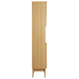 63" Oak Mid-Century Tall Narrow Bathroom Storage Cabinet - Bathroom - Alpine Outlets