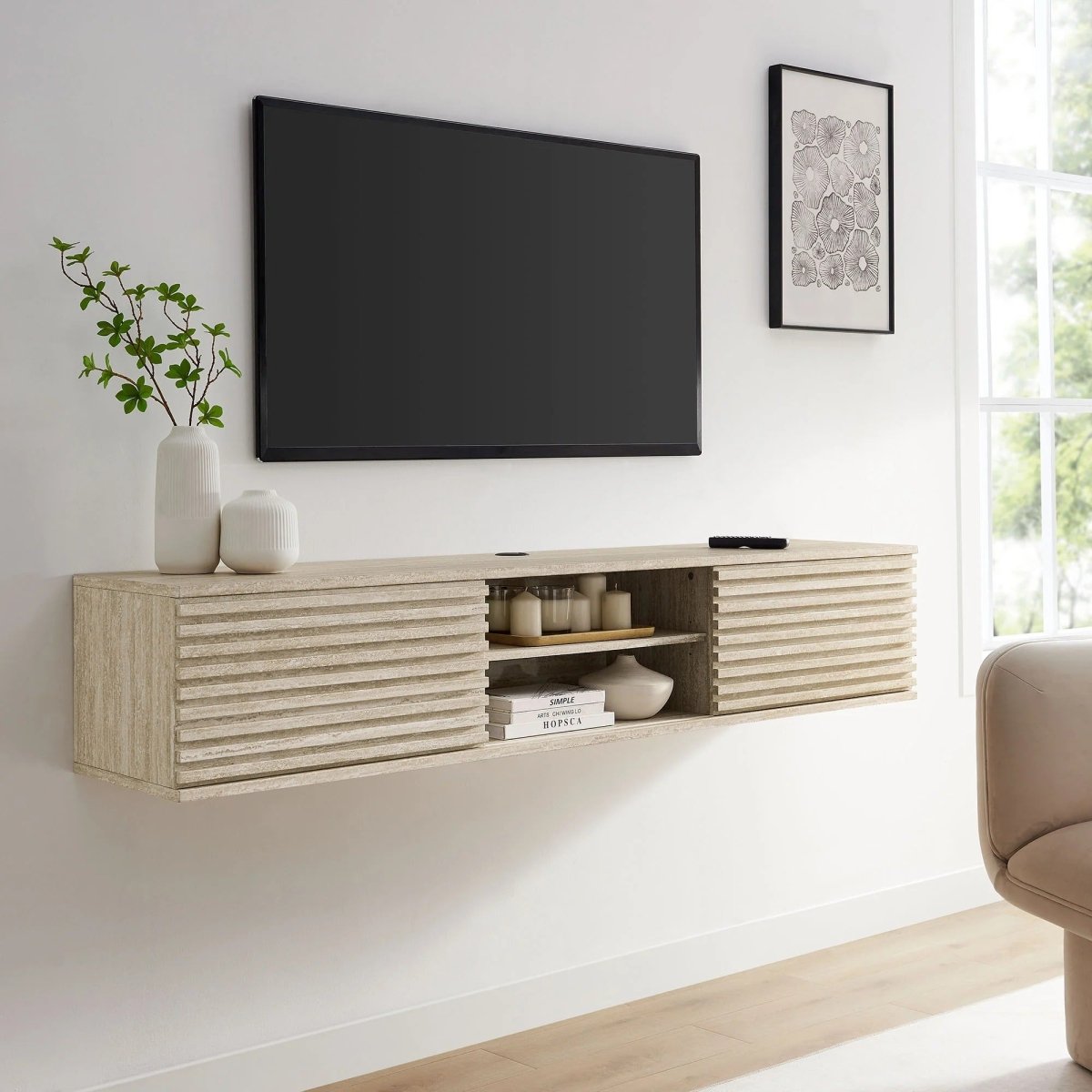 Mid Century Wall Mount Media Console TV Stand 70 Inch - TV Stands available at Alpine Outlets in Denver