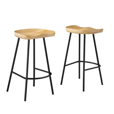 Minimalist Mango Wood Backless Counter Stool Set of 2 - Stools available at Alpine Outlets in Denver